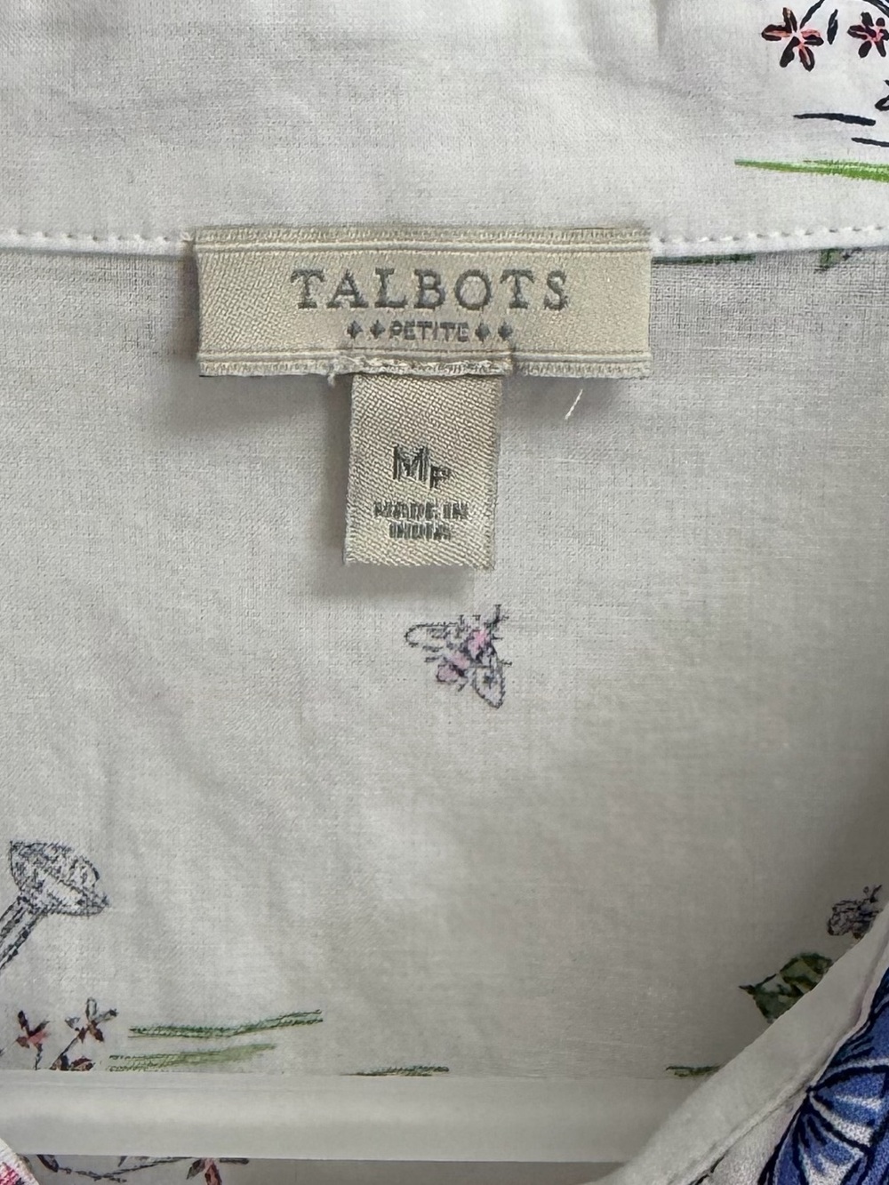 Talbots Shirt Womens PM Medium Petite Button Up Shirt Floral Flower Garden - Picture 4 of 8